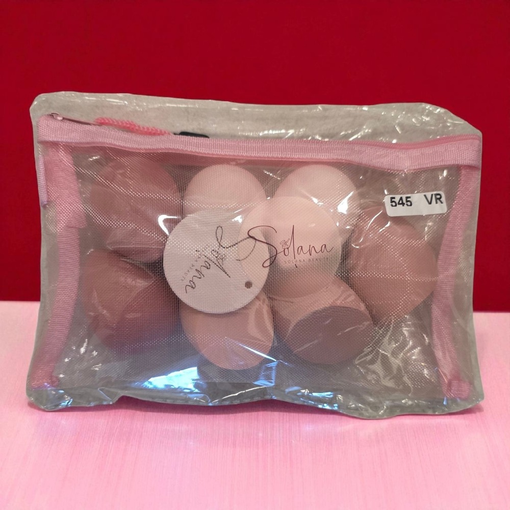 Lot Of 7 Make Up Sponges In Zippered Pouch